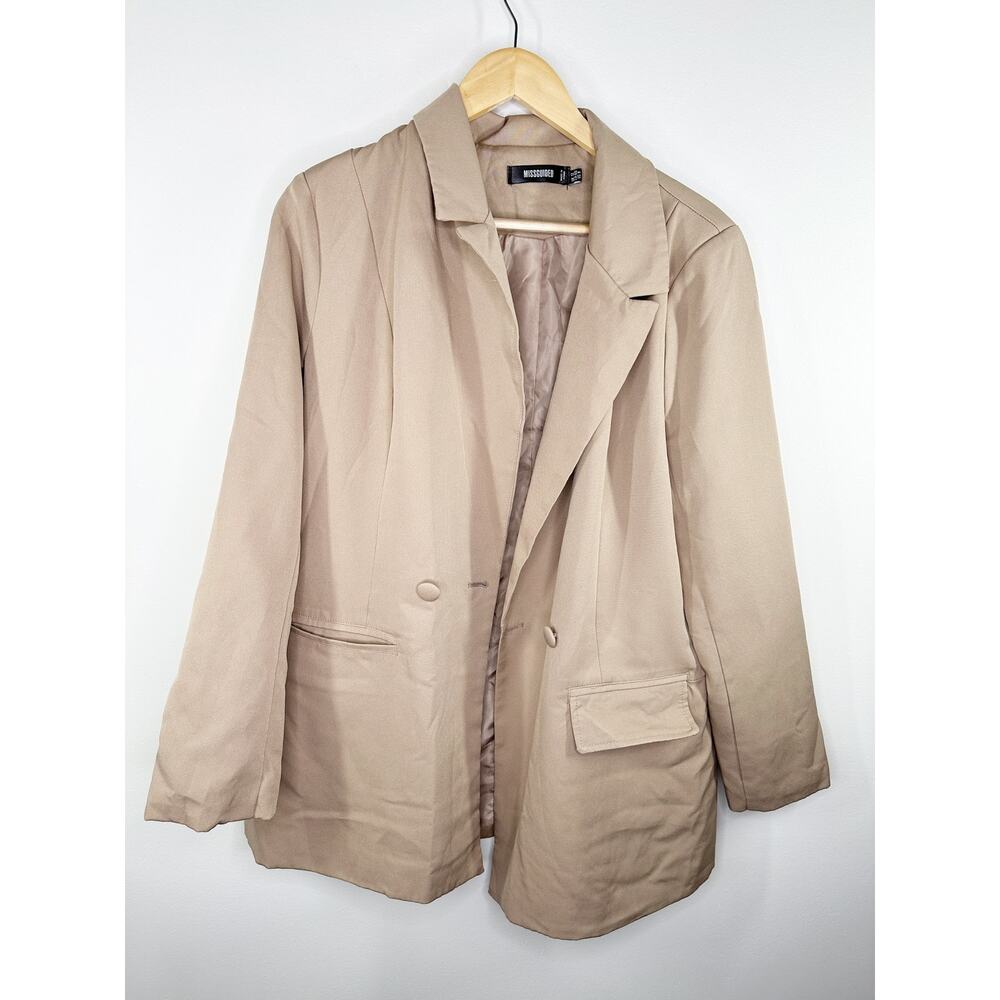 Missguided Womens Tan Khaki Long Blazer Jacket Size 8 J9703876 Career Office